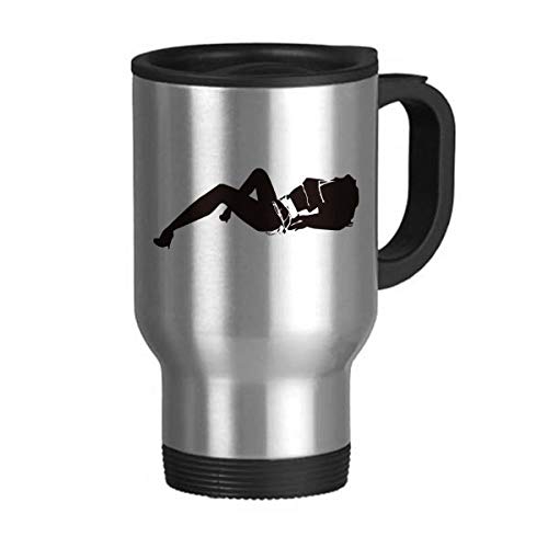 DIYthinker Chica Caliente Chica GAL Silueta del Viaje del Acero Inoxidable Jarra de Cerveza Tazas con Asas 13oz Regalo