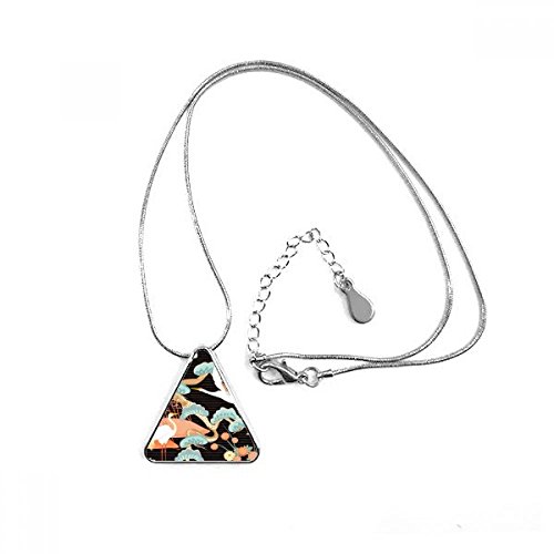 DIYthinker Grúas peonías Hojas de Arce patrón triángulo Forma Colgante Collar Joyas con Cadena decoración Regalo