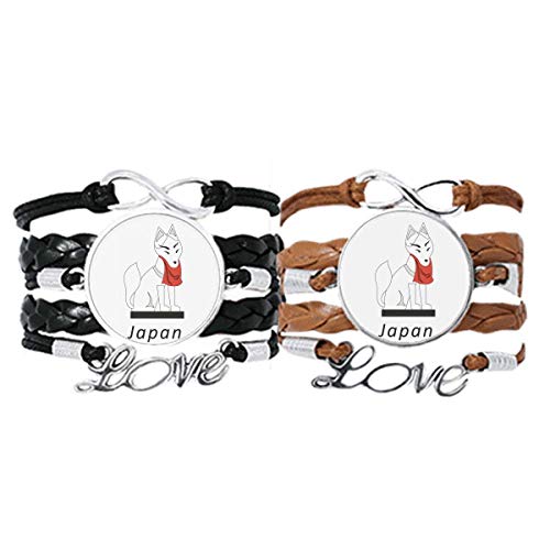 DIYthinker Local japonés famoso zorro pulsera de mano correa de cuero pulsera doble juego de regalo