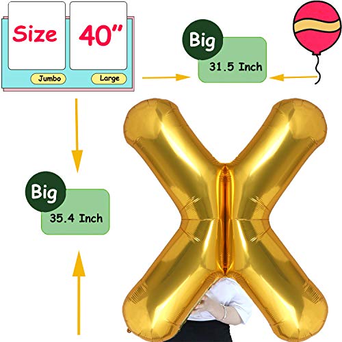 Dizoony Globos de Letras Jumbo Balloon Foil de cumpleaños Decoración Fuentes de Fiesta (X)