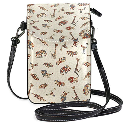 DJNGN Monedero para teléfono Celular Colorido Jirafa león Elefante pequeño Bolso Monedero para teléfono Celular para Mujeres y niñas