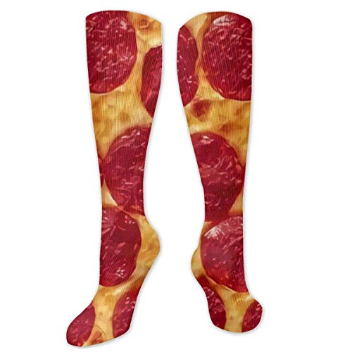 DJNGN Pizza de Salchicha al Horno Unisex Poliéster + Spandex Calcetines de Moda, Botas de Cosplay Calcetines Largos de Tubo Calcetines Altos por Encima de la Rodilla para Deportes Gimnasio Yoga Sende