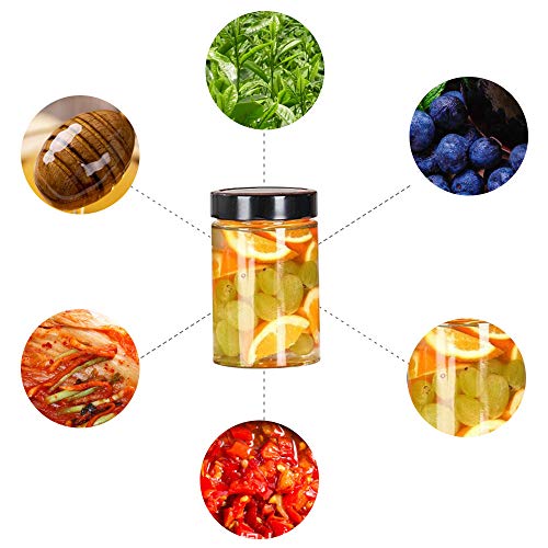 DMFSHI Tarros de Cristal, Botes Cristal con Tapa, 6 PCS Contenedores de Alimentos Herméticos para Almacenamiento, Juego de Botes para Mermelada Té Granos de Café Merienda de Galletas (240 ml)