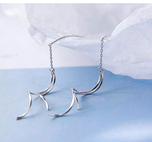 DMSTYLE® plata de ley 925 borla curvada línea del oído temperamento simple largo se