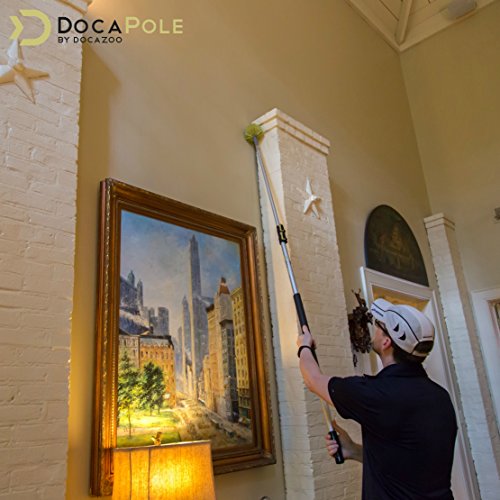 DocaPole palo extensible de 1,52-3,65 mcon plumero de tela de araña // Plumero para techo y de esquina // para la limpieza de techos altos y esquinas con palo telescópico // Palo telescópico kit
