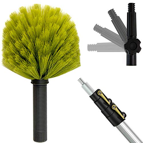 DocaPole palo extensible de 1,52-3,65 mcon plumero de tela de araña // Plumero para techo y de esquina // para la limpieza de techos altos y esquinas con palo telescópico // Palo telescópico kit