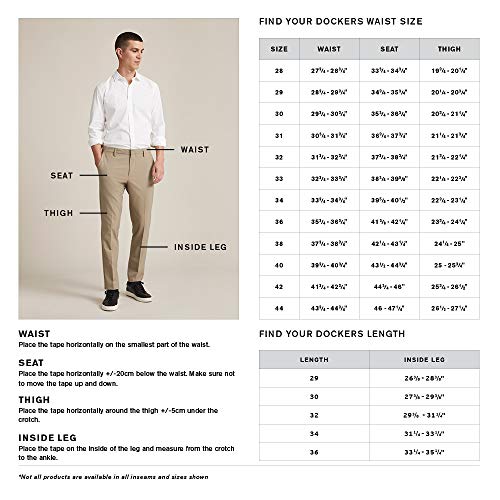 Dockers - D4 - Pantalón de pinzas para hombre, corte holgado, cómodos - Marrón - 42W x 30L