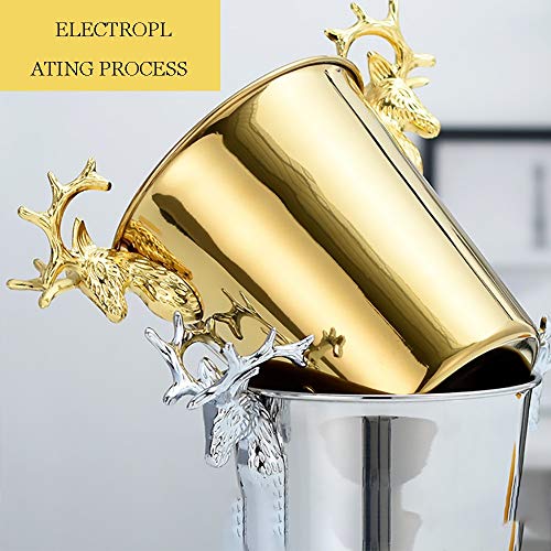 DODOBD Enfriador Botellas Vino, Cubitera con Asa, Champanera, Refrigerador, 1 Ud, Acero Inoxidable, Plateado - 5L