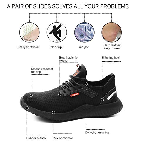 DoGeek Zapato Seguridad con Punta de Acero, Zapatos Trabajo Antideslizante para Trabajo y Senderismo