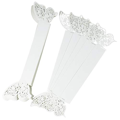 Dokpav 50 pcs Mariposa 3d Titular De Bodas Anillo De Servilleta De Papel Decoracion, Servilletero Papel Perla Anillo de Servilleta para boda, bautism, graduación, cumpleaños, navidad, fiesta (Blanco)