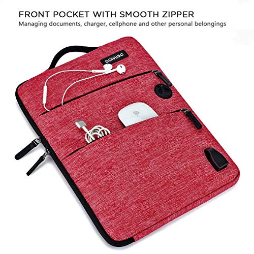 DOMISO 10,1-10,5 Pulgadas Funda Protectora con Puerto de Carga USB 3ways Bolso Bandolera para Ordenador Portátil/Tablet / 9.7" iPad Pro / 10.1" Lenovo Tab 4 Plus/ASUS / Acer/HP / Toshiba, Rojo