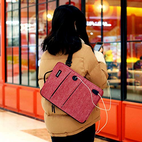 DOMISO 10,1-10,5 Pulgadas Funda Protectora con Puerto de Carga USB 3ways Bolso Bandolera para Ordenador Portátil/Tablet / 9.7" iPad Pro / 10.1" Lenovo Tab 4 Plus/ASUS / Acer/HP / Toshiba, Rojo