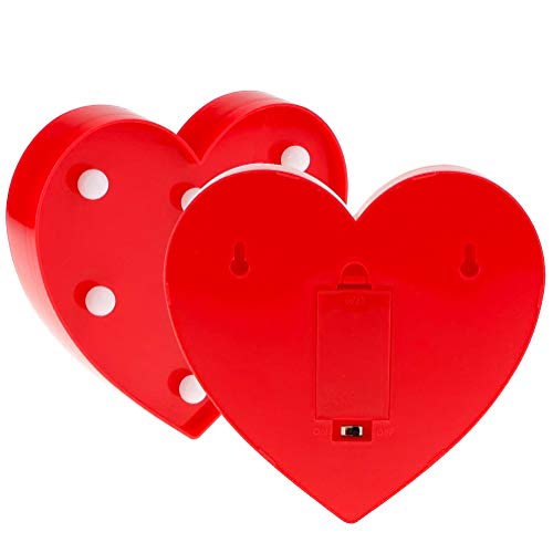DON LETRA Corazon Roja con Luces de LED, Decoración para el Hogar, Alimentado por Batería 2*AA, Tamaño de 16 x 16 x 3 cm, Z-06