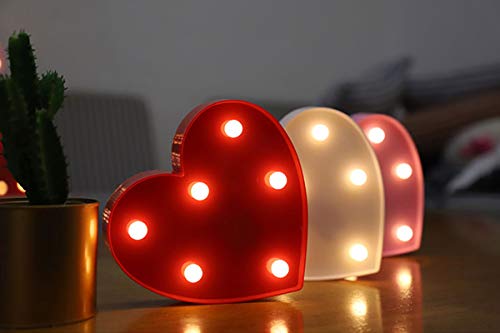 DON LETRA Corazon Roja con Luces de LED, Decoración para el Hogar, Alimentado por Batería 2*AA, Tamaño de 16 x 16 x 3 cm, Z-06