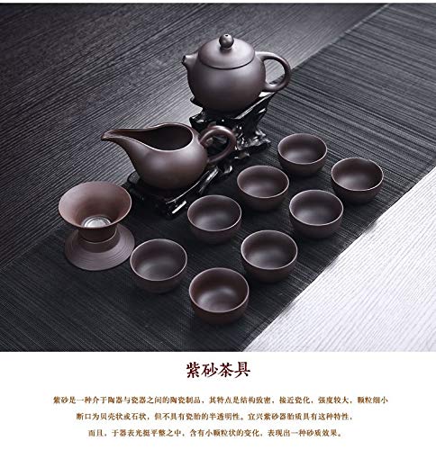 Dongdexiu Café y té Suministros Juego de té de cerámica de Arcilla Negra púrpura 12 en 1 Tetera de Kungfu Que Sirve Taza Taza de té China Drinkware