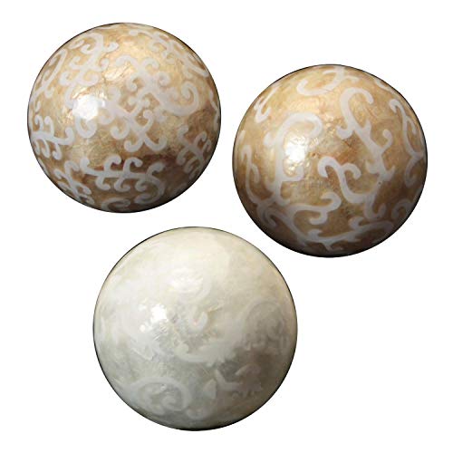 DONREGALOWEB Set de 3 Bolas de nácar de Diferentes Modelos en Tonos Blancos y tostados