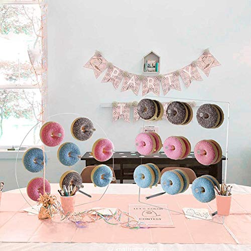 Donut Stand - Donut Wall Display Stand, Acrílico Donut Wall Postre Stand | Suministros para fiestas temáticas de donas para fiestas, mesas de dulces, golosinas de boda, Baby Shower (8 pilares)