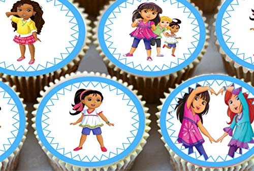 Dora into The City & Characters 24 decoraciones comestibles precortadas para tartas