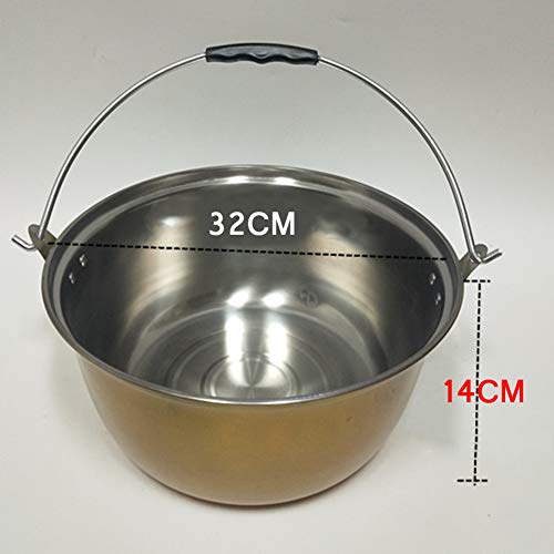 DORALO Brasero Exterior con Asas,Asador para Barbacoa Estufa De Patio Calentador Brasero Metal Al Aire Libre Chimenea De Jardín con Parrilla, Engrosamiento Leña Chimenea para Acampar(14 × 32CM)