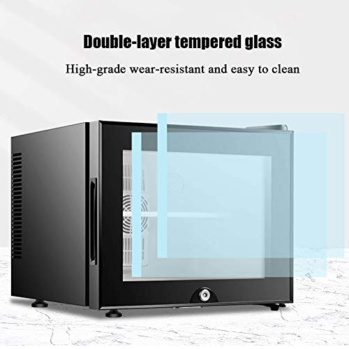 DORALO Minibar Refrigerador, Nevera De 20 litros De Capacidad, Congelador con Puerta De Vidrio con Cerradura, Refrigerador Pequeño De Funcionamiento Silencioso, Fácil De Limpiar, Negro