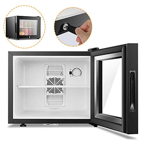 DORALO Minibar Refrigerador, Nevera De 20 litros De Capacidad, Congelador con Puerta De Vidrio con Cerradura, Refrigerador Pequeño De Funcionamiento Silencioso, Fácil De Limpiar, Negro