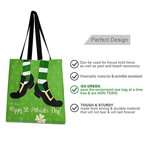 DOSHINE - Bolsa de lona, diseño de trébol de pierna irlandés reutilizable para la compra de comestibles, para mujeres, señoras y niñas