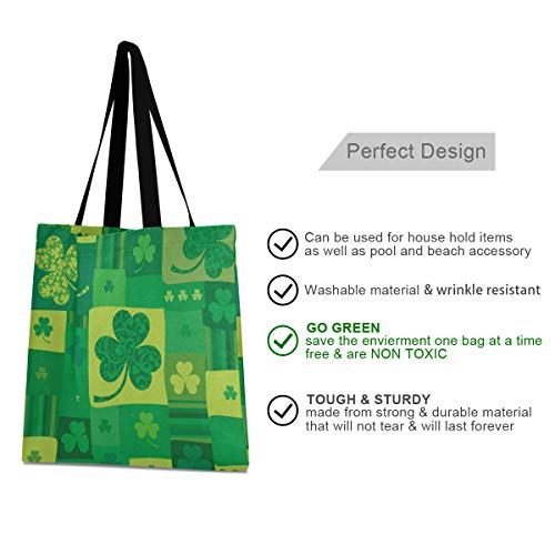 DOSHINE - Bolsa de lona, diseño de tréboles de tréboles de tréboles reutilizables para la compra de comestibles y la escuela, bolso de hombro para mujeres y niñas