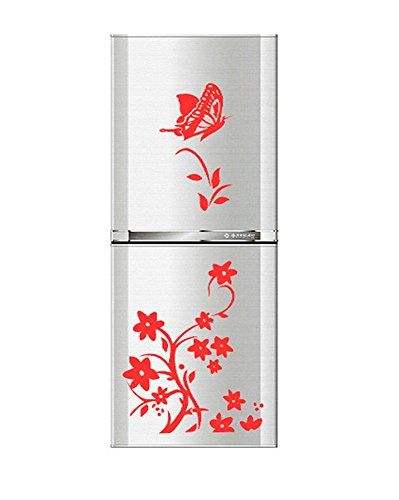 Dosige Rojo Mariposa Pegatinas de Nevera Pegatinas de Ventana Pared Extraíble Pegatinas Vinilo Decal Murales para Cocina Restaurante