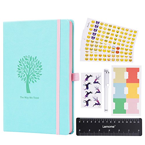 Dotted Journal/Dotted Notebook - Páginas Numeradas de Puntos Lemome Cuaderno de Tapa Dura A5 con Soporte Para Rotuladores - Papel Grueso Premium + Obsequios Extra (Verde Menta)