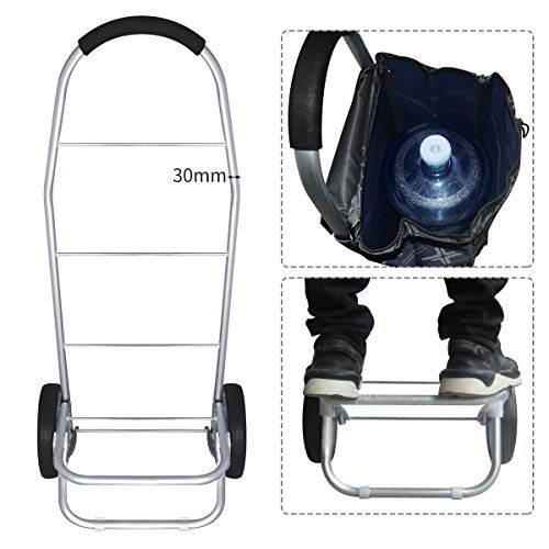 DoubleBlack Carrito de comprCarrito de compras con 2 ruedas silenciosas Bolsa desmontable Aleación de aluminio Plegable Tire Empujar Carro Capacidad 40 kg 101x44x34 Centímetro 48 L Azul Marino