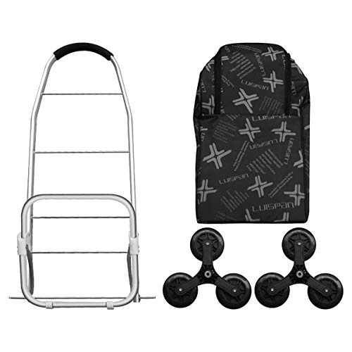 Doubleblack Carrito para subir escaleras con carrito de compras de 6 ruedas con línea de aislamiento térmico para ropa de mercado Capacidad máxima 50 kg - Negro
