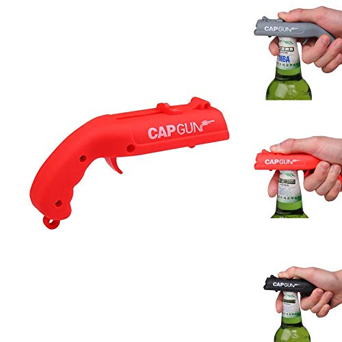 Doulewa - Abridor de botellas de cerveza profesional para lanzador de botellas de plástico creativo, abridor de botellas para el hogar, cocina, bar, fiesta, juego de beber (rojo, 13 x 5,5 x 3,8 cm)