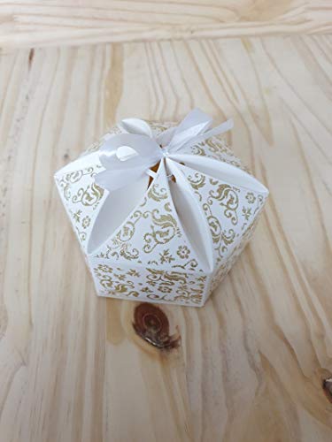 Dounia Mariage - Caja hexagonal (25 unidades), color blanco