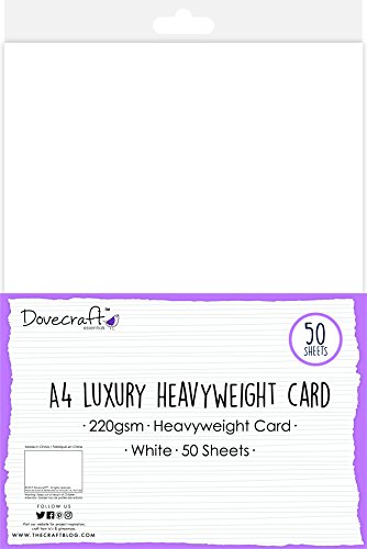 Dovecraft - Cartulina (A4, 220 g/m²), Papel, Blanco (10 Unidades), 10 Unidades