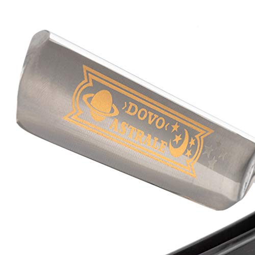 Dovo 5.58130 - Navaja de barbero (5/8, mango de madera de ébano), diseño con placa metálica