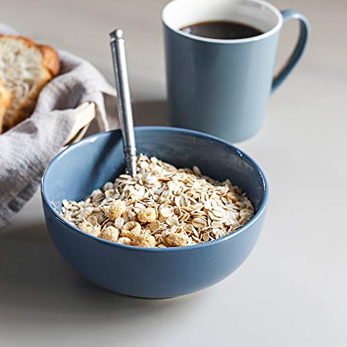 DOWAN Cuencos de porcelana para sopa y cereales, 600ml, 4 paquetes, azul Haze
