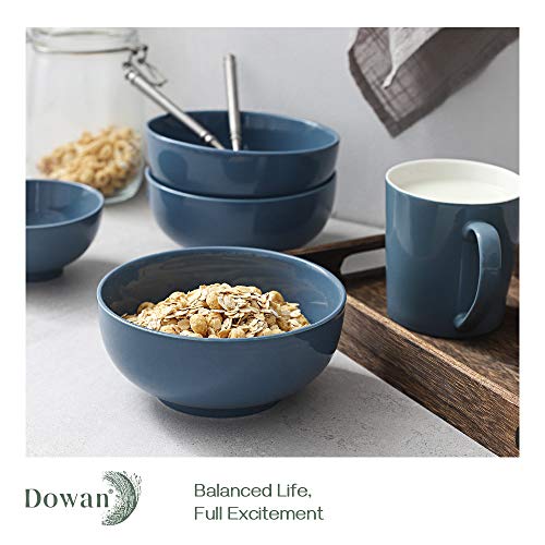 DOWAN Cuencos de porcelana para sopa y cereales, 600ml, 4 paquetes, azul Haze