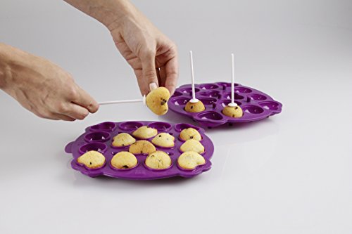 Dr. Oetker Flexxibel Love Cake Pops Molde con 16 Vasos, Silicona, Morado, 20 x 21 x 6 cm