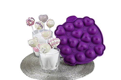 Dr. Oetker Flexxibel Love Cake Pops Molde con 16 Vasos, Silicona, Morado, 20 x 21 x 6 cm