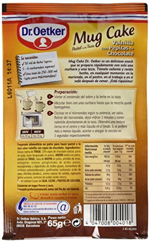 Dr. Oetker - Mug Cake Vainilla Con Pepitas De Chocolate 65 g