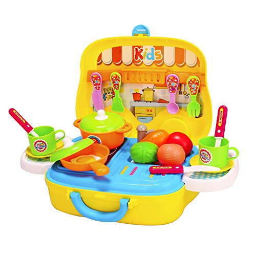 Dreamon Set Utensilios de Mini Cocina de Juguete Incluye Múltiples Accesorios para Niños de 3 Años de Edad