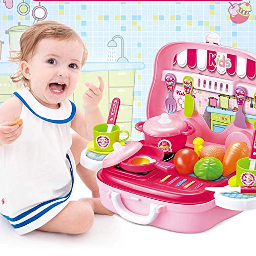 Dreamon Set Utensilios de Mini Cocina de Juguete Incluye Múltiples Accesorios para Niños de 3 Años de Edad (Rosa)