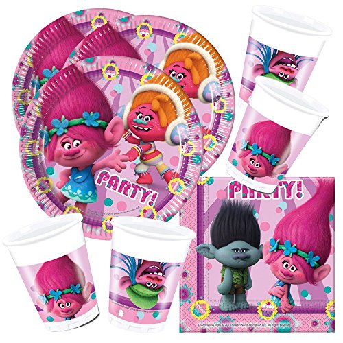 DreamWorks BPWFA-96"Trolls" Vajilla completa para 16 comensales