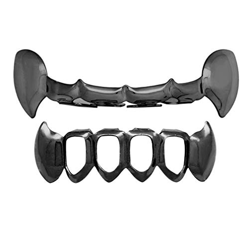 Dr.Howellan Chapado En Oro para Boca Superior Parrillas Inferiores para Dientes, Hip Hop Teeth Grills Conjunto Superior E Inferior, para La Fiesta De Halloween Accesorios De Fotos Chapado