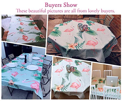 Drizzle Mantel flamencos Rosa Hojas de Palmeras Tropicales Rectangular Poliéster Algodón Diseño de Comedor Decoración del Hogar (51 * 70in /130 * 180cm)