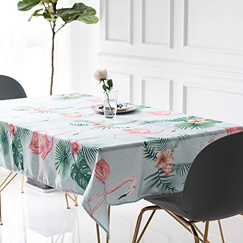 Drizzle Mantel flamencos Rosa Hojas de Palmeras Tropicales Rectangular Poliéster Algodón Diseño de Comedor Decoración del Hogar (51 * 70in /130 * 180cm)