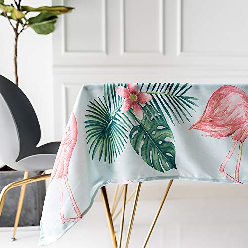 Drizzle Mantel flamencos Rosa Hojas de Palmeras Tropicales Rectangular Poliéster Algodón Diseño de Comedor Decoración del Hogar (51 * 70in /130 * 180cm)