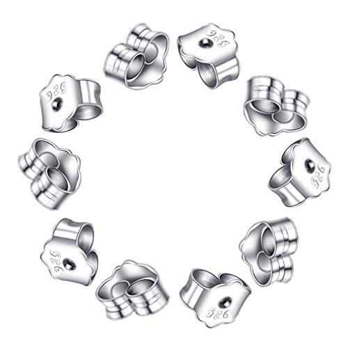 Dsaren 10 Piezas Cierres de Pendientes de Mariposa Hipoalergénicas Plata Topes para Pendientes Oído Tuercas (10 Pcs Plata)