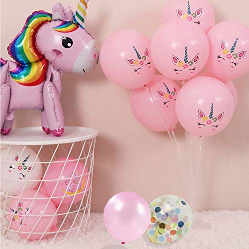 Dsaren 40 Pcs Globos Unicornio Colores Globos Confeti con 1 Cinta de Rizo Decoraciones Cumpleaños Boda Navidad Suministros para Fiestas