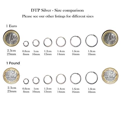 DTP Silver - Pendientes de Aro - Plata 925 - Plateada en Oro Amarillo 18 K - Espesor 1.2 mm, Diámetro 10 mm